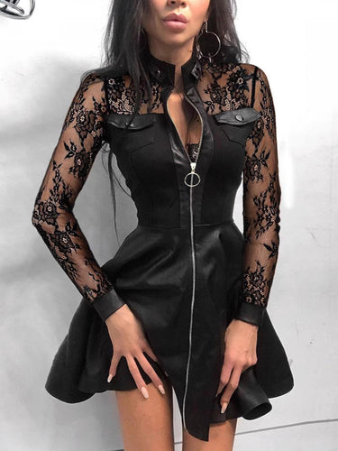 Damen Elegantes Kleid mit Spitzenärmeln und tailliertem Schnitt Heidi-Mode