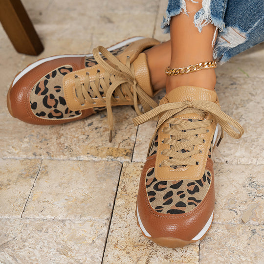 Damen Sneaker mit Leopardenmuster und atmungsaktiver Sohle Heidi-Mode