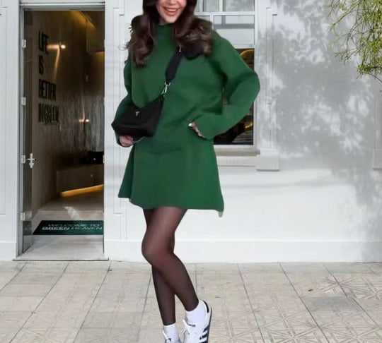 Damen Strickkleid mit voluminösen Ärmeln und lässigem Schnitt Heidi-Mode