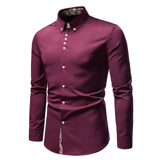 Herren elegantes Langarmhemd mit auffälligem Paisley-Muster Heidi-Mode
