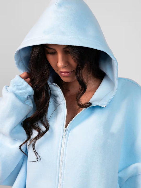 Damen Oversized Kapuzenjacke mit gemütlicher Passform und tiefen Taschen Heidi-Mode