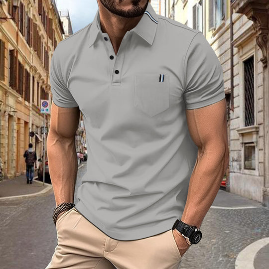 Herren Polohemd mit modernem Schnitt und Brusttasche Heidi-Mode