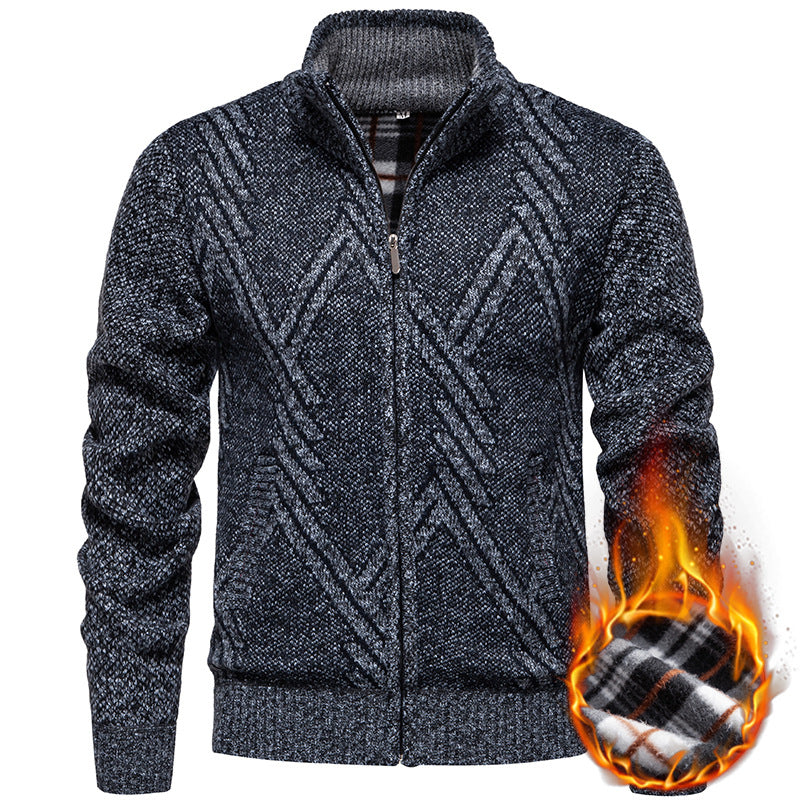 Herren sportliche Strickjacke mit modernem Zopfmuster Heidi-Mode