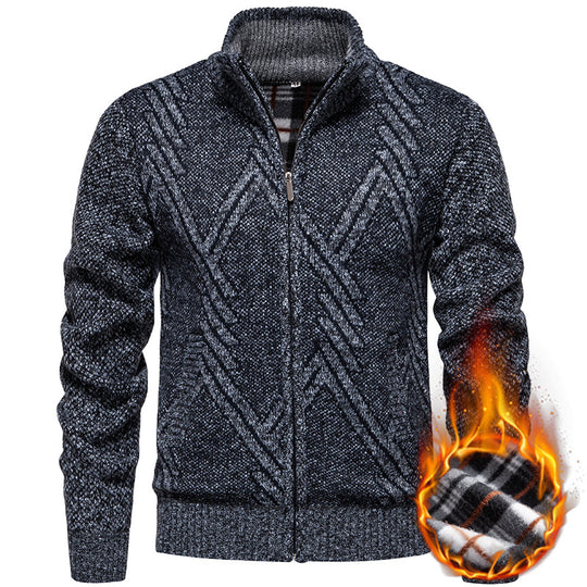 Herren sportliche Strickjacke mit modernem Zopfmuster Heidi-Mode