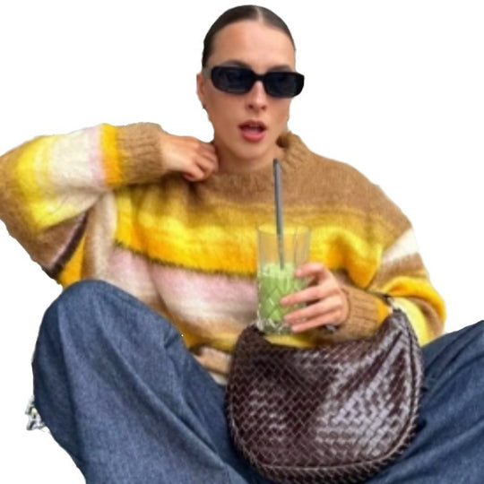Damen Grobstrick Pullover mit lässiger Passform und oversized Schnitt Heidi-Mode