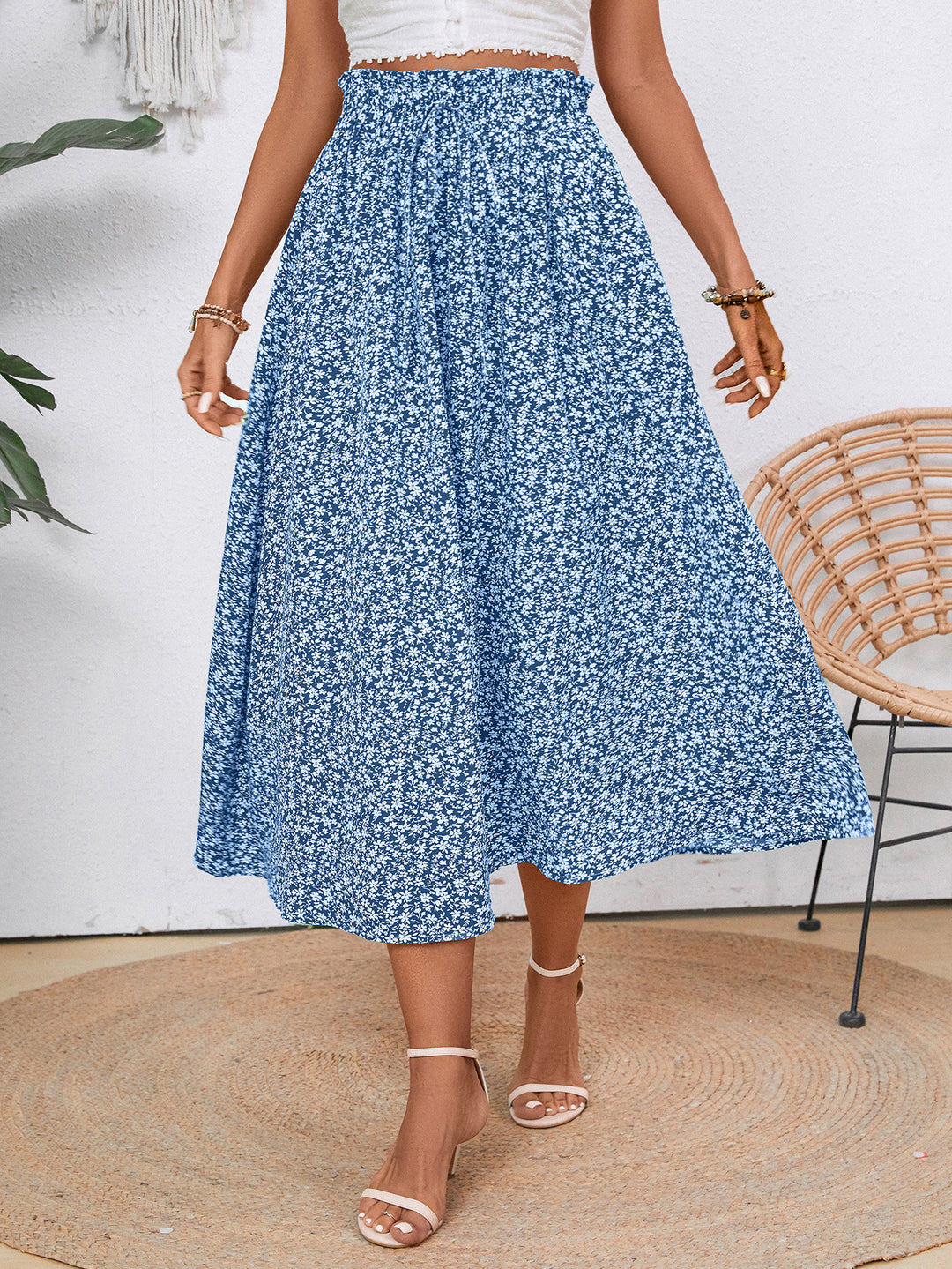 Damen Midi-Rock mit floralen Print Heidi-Mode