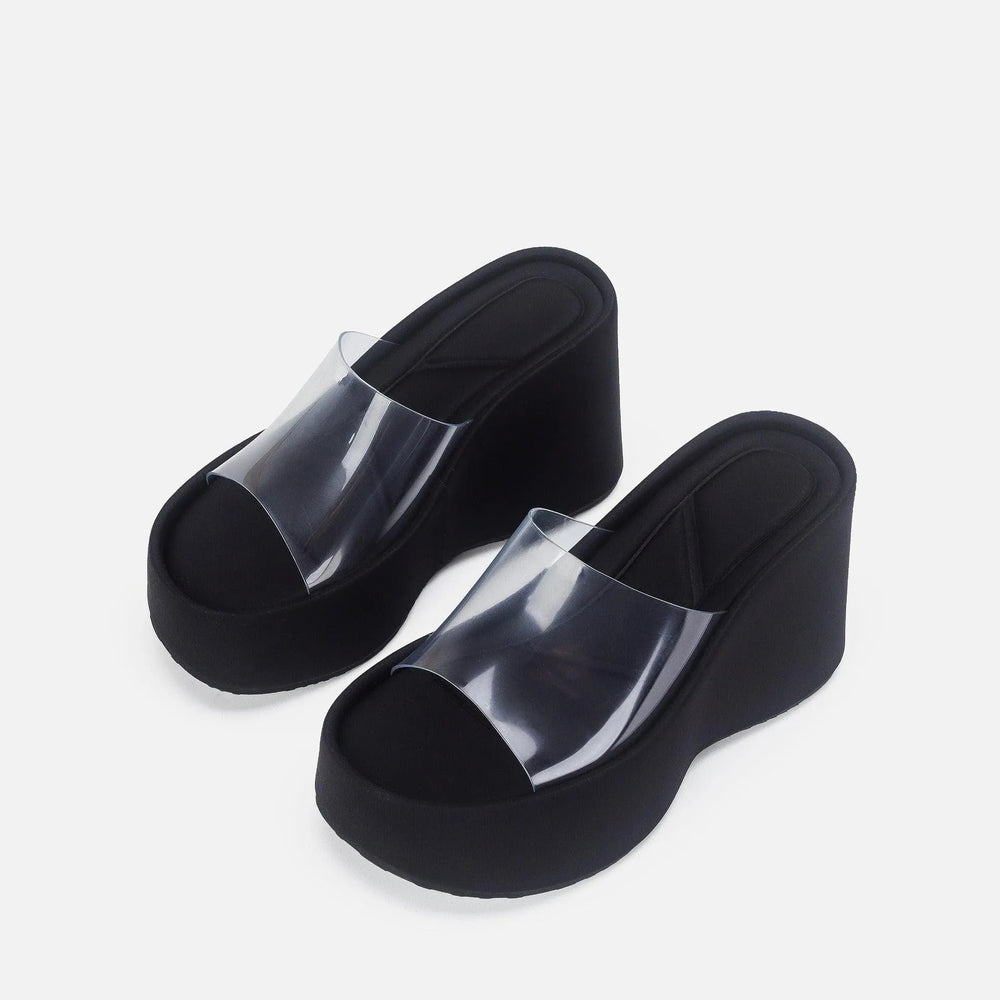 Heidi-Mode | Translucent platform sandals with ankle strap