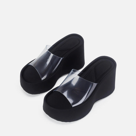 Heidi-Mode | Translucent platform sandals with ankle strap