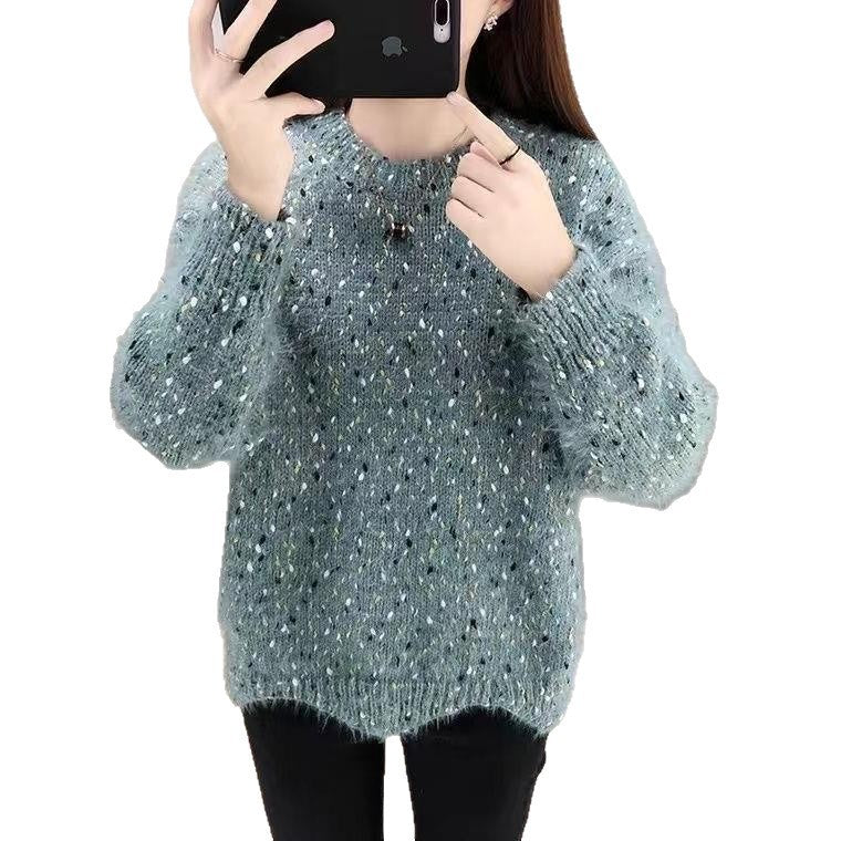 Damen Flauschiger Pulli mit einzigartigem Strukturdesign und funkelnden Akzenten Heidi-Mode