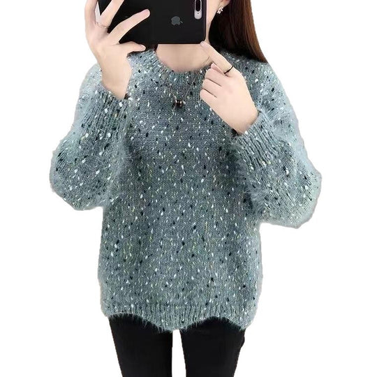 Damen Flauschiger Pulli mit einzigartigem Strukturdesign und funkelnden Akzenten Heidi-Mode