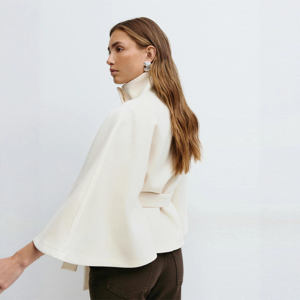 Damen Relaxed Fit Umhangjacke mit Bindegürtel Heidi-Mode