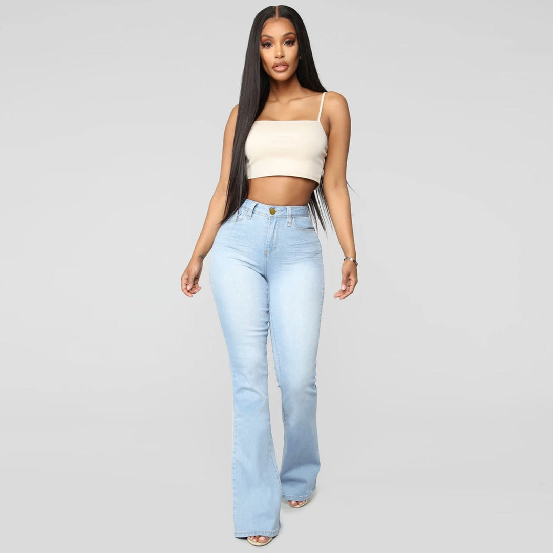 Heidi-Mode | Damen Hohe Taille Demon Jeans mit Geradem Bein