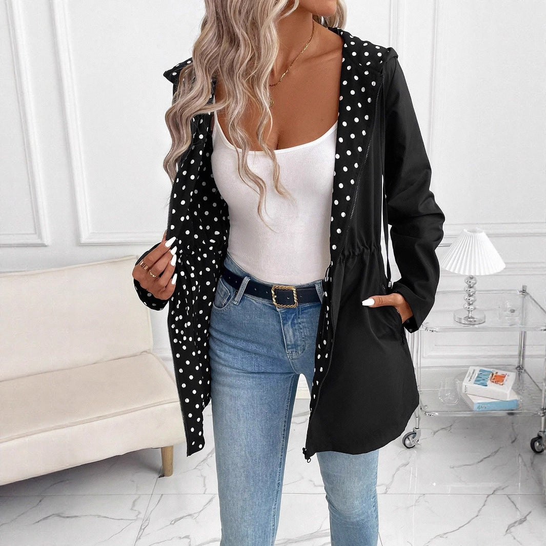 Damen Leichtgewichtige Kapuzenjacke mit tierischem Muster Heidi-Mode