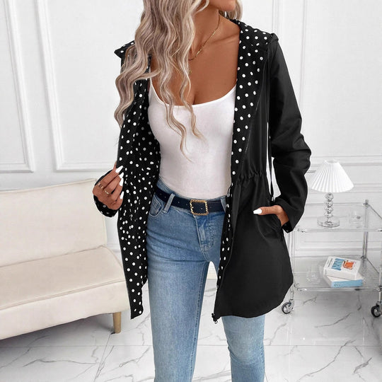 Damen Leichtgewichtige Kapuzenjacke mit tierischem Muster Heidi-Mode