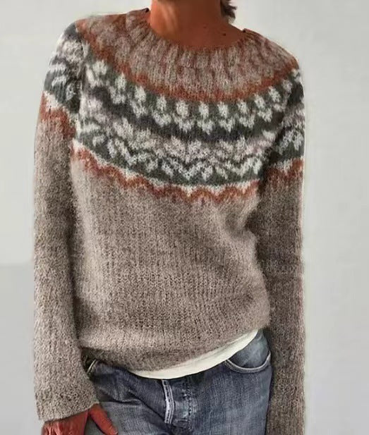Heidi-Mode | Retro Gestrickter Pullover für Damen Warm und Komfortabel