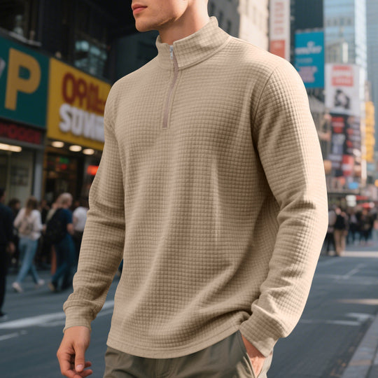 Herren bequemer Fleece-Hoodie mit hohem Kragen und praktischem Reißverschluss Heidi-Mode