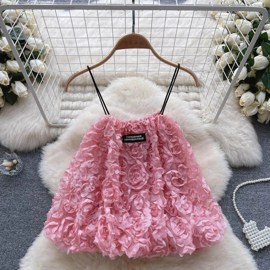 Heidi-Mode | Kurzes Top mit dreidimensionalen Blumen