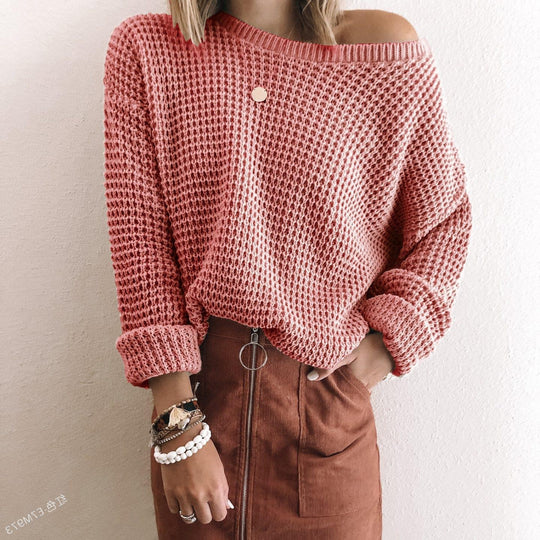 Damen lässiger Strickpullover im modernen Netzdesign Heidi-Mode