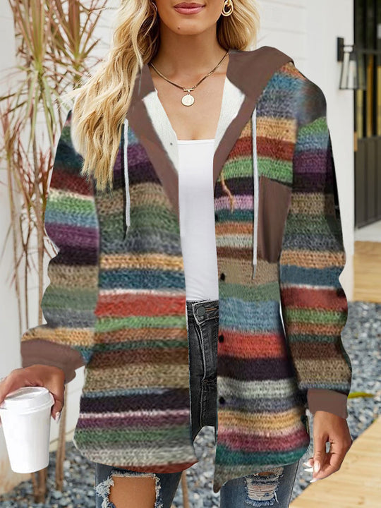 Damen lässige Overshirt-Jacke mit Kapuze und praktischem Kordelzug Heidi-Mode