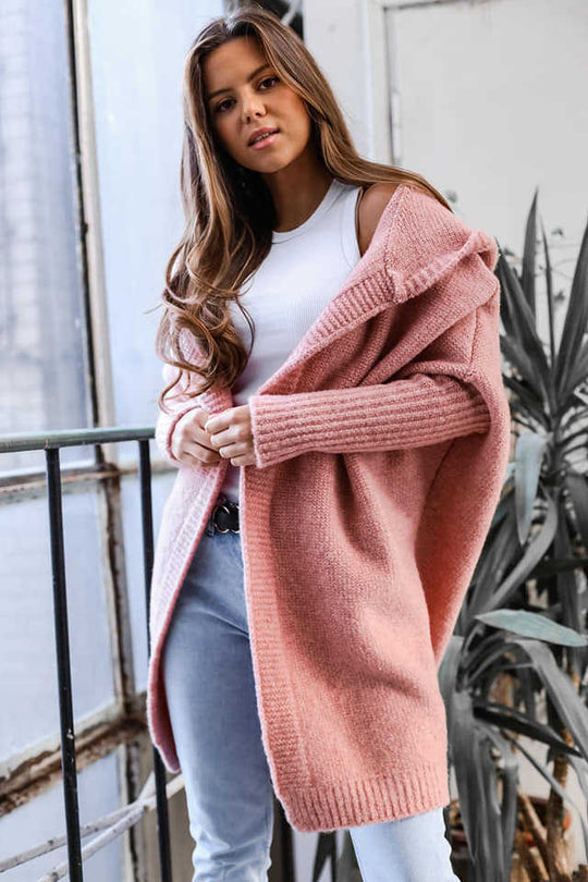 Damen Kuschelige Strickjacke mit Kapuze Heidi-Mode