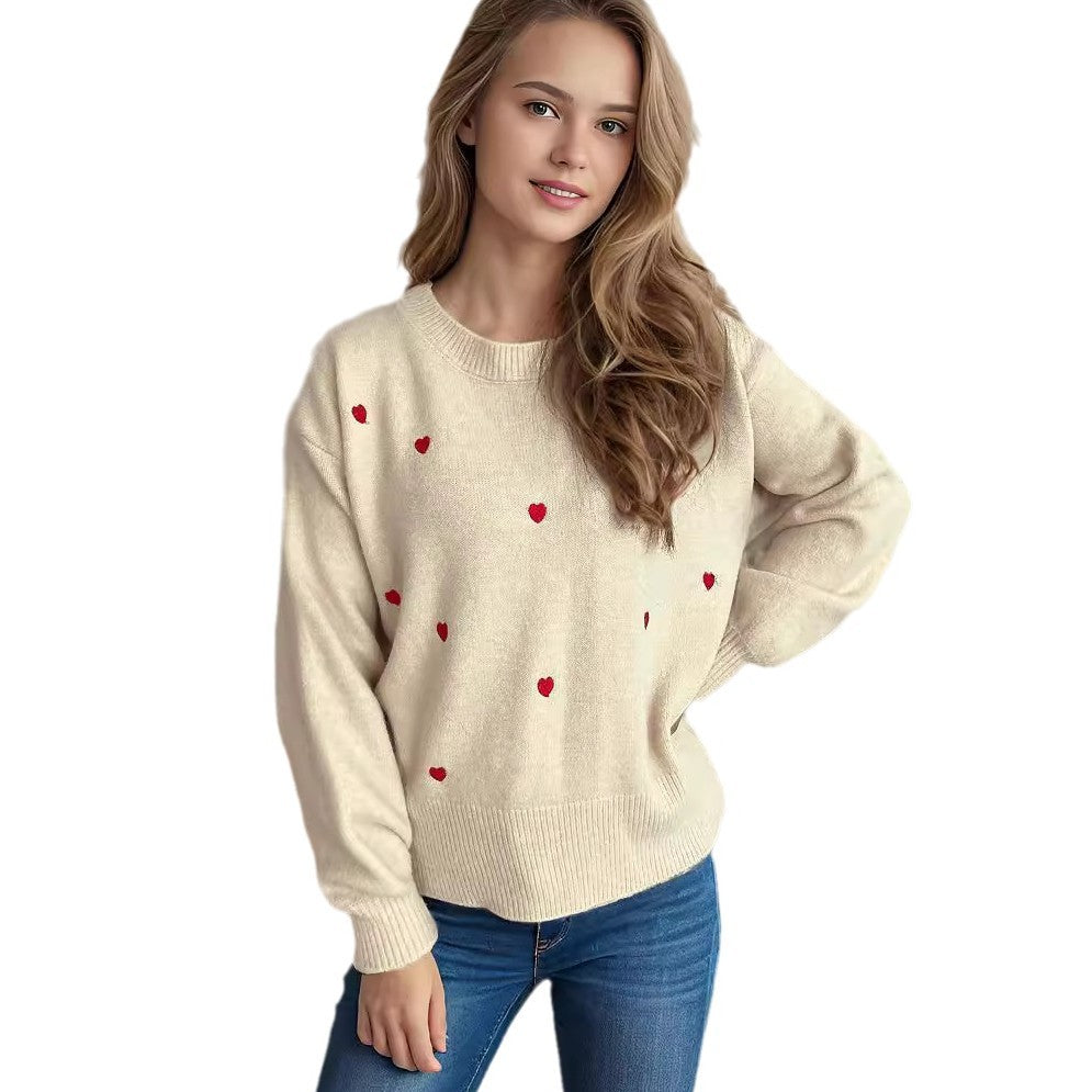 Damen Pullover mit verspieltem Herzdesign Heidi-Mode