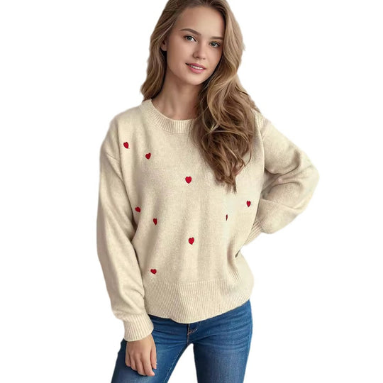 Damen Pullover mit verspieltem Herzdesign Heidi-Mode