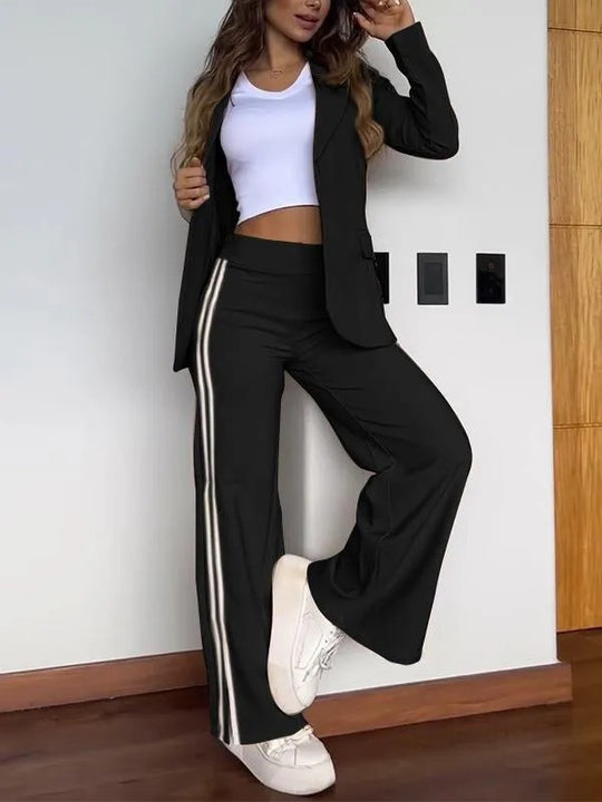 Femme Athleisure Blazer und Weite-Hosen Set Heidi-Mode