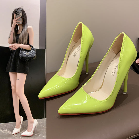 Damen Klassische High Heels mit spitz zulaufendem Design und hochglänzender Oberfläche Heidi-Mode