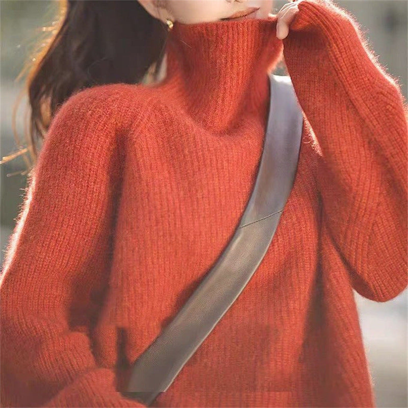 Damen Kuscheliger Rollkragenpullover aus weicher Baumwolle Heidi-Mode