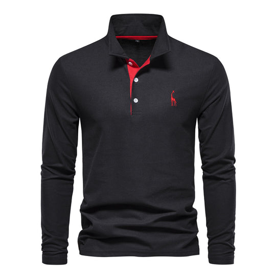 Herren Langarm Poloshirt mit modernem Kragen und atmungsaktiver Baumwollqualität Heidi-Mode