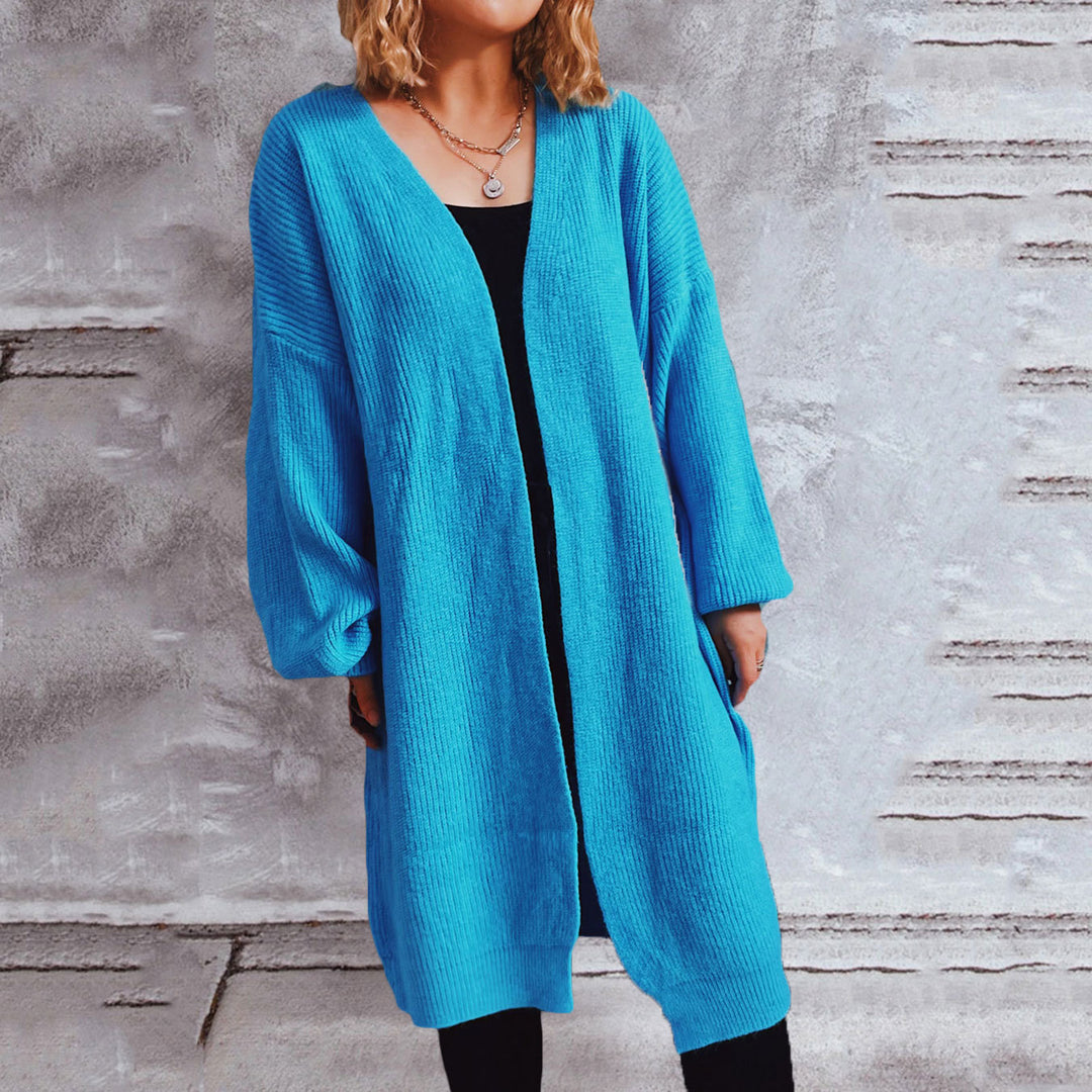 Damen lässiger Strickcardigan mit lässigen Oversize-Ärmeln und offenem Schnitt Heidi-Mode