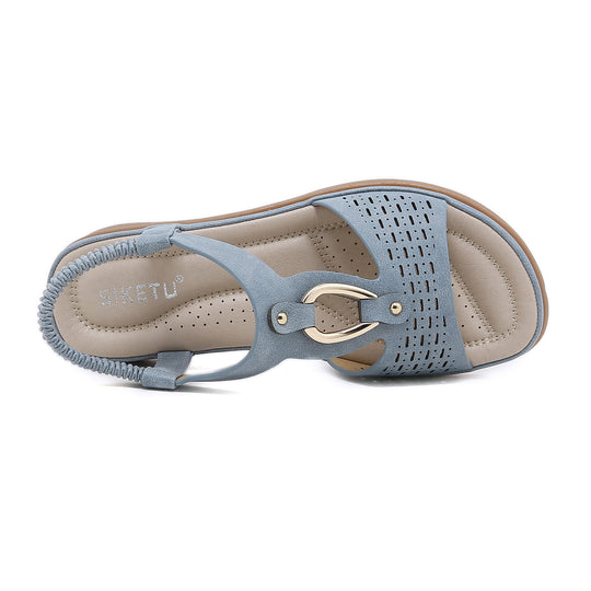 Damen Komfortable Sandalen mit atmungsaktiver Lochstruktur und modischer Schnallenapplikation Heidi-Mode