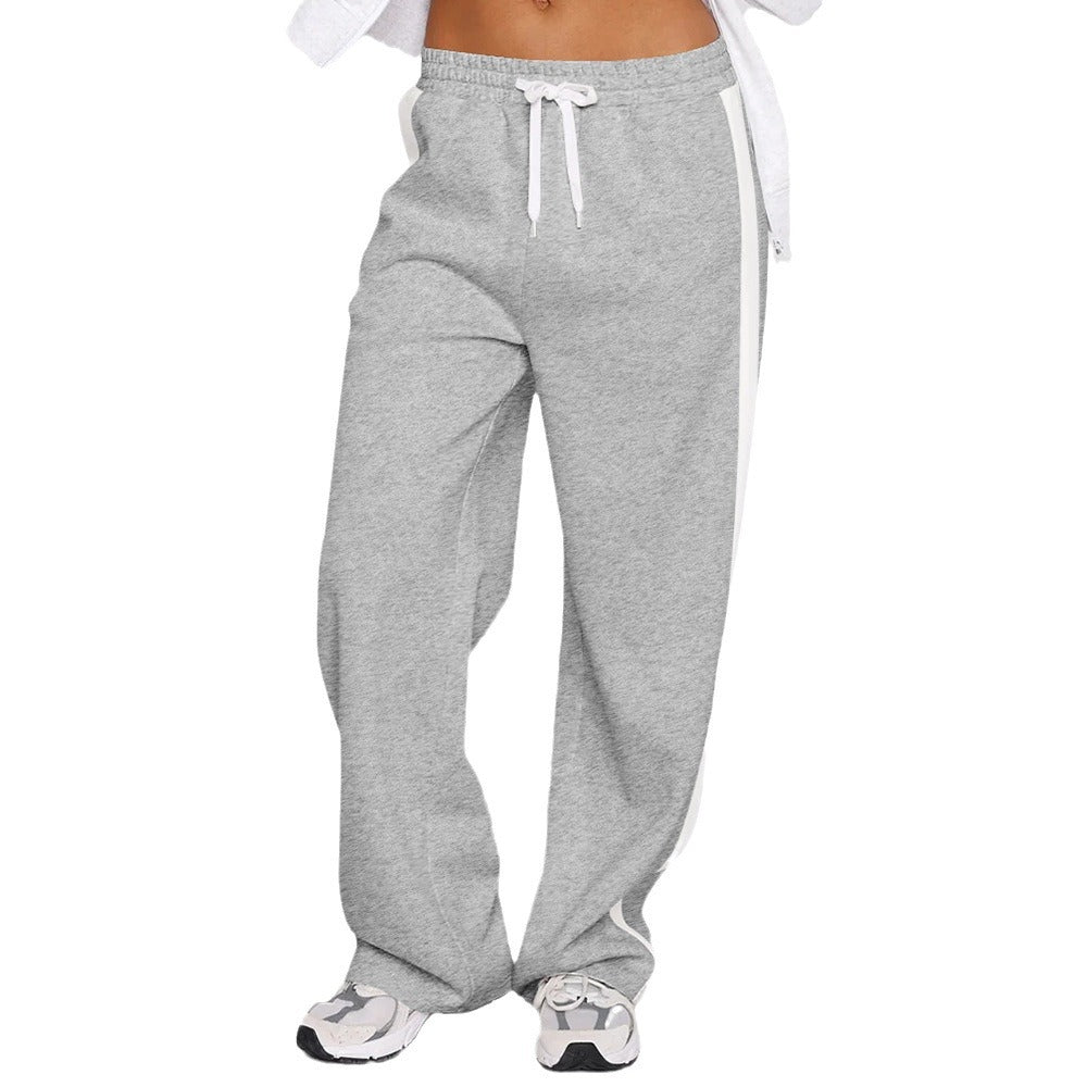 Damen sportliche Freizeithose mit elastischem Bund und seitlichen Kontraststreifen Heidi-Mode