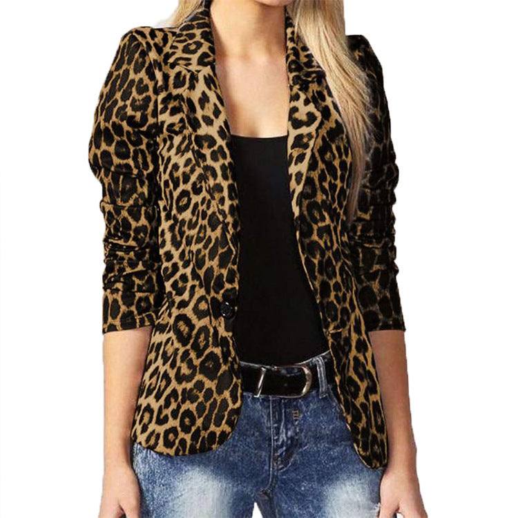Damen Modischer Blazer mit Animal-Print Heidi-Mode
