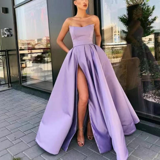 Damen Elegantes Abendkleid mit schwingendem Saum und sexy Schlitz Heidi-Mode