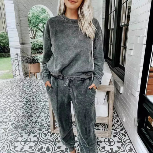 Damen lässiges Sportanzug-Set aus weichem Fleece Heidi-Mode