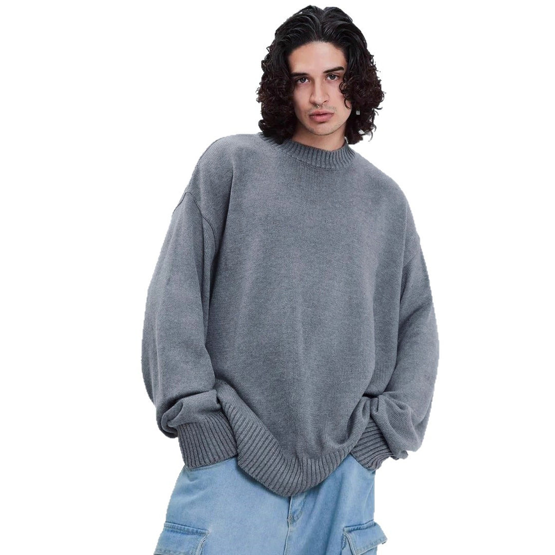 Damen gemütlicher Oversized Pullover mit strukturiertem Rippenmuster und breiten Bündchen Heidi-Mode