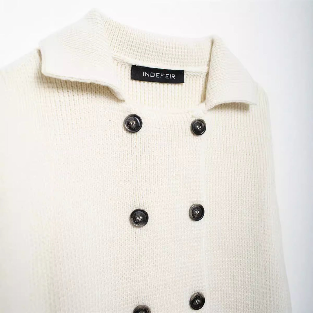 Damen Strickjacke mit doppelter Knopfreihe und praktischen Taschen Heidi-Mode