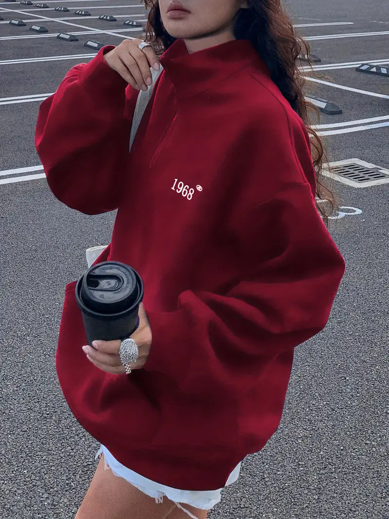 Damen komfortabler Pullover mit Stehkragen und Reißverschluss Heidi-Mode