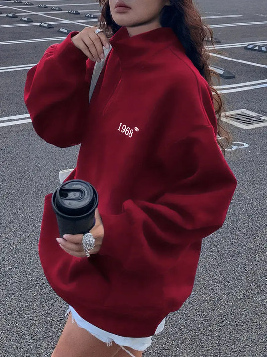 Damen komfortabler Pullover mit Stehkragen und Reißverschluss Heidi-Mode