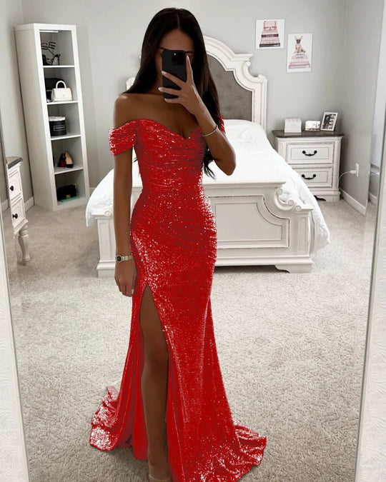 Damen Abendkleid mit schimmernden Pailletten Heidi-Mode