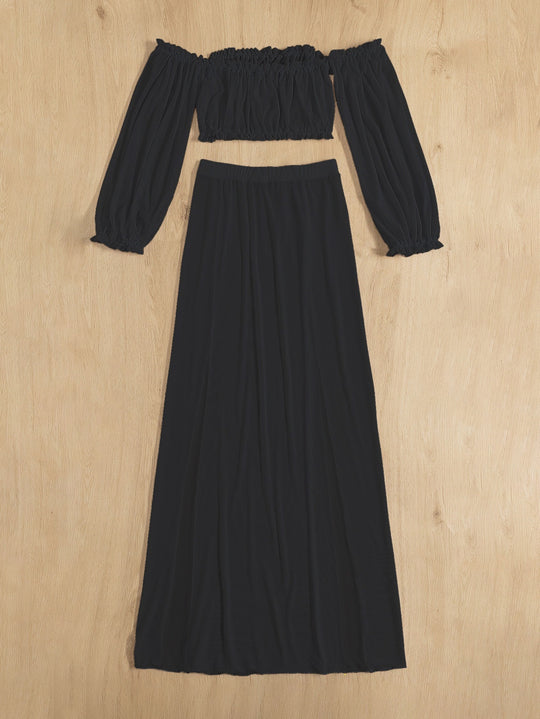 Damen Elegantes Strandkleid mit schulterfreiem Design und tiefen Seitenschlitzen Heidi-Mode
