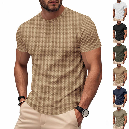 Herren Kurzarm T-Shirt mit strukturiertem Design und atmungsaktiver Baumwolle Heidi-Mode