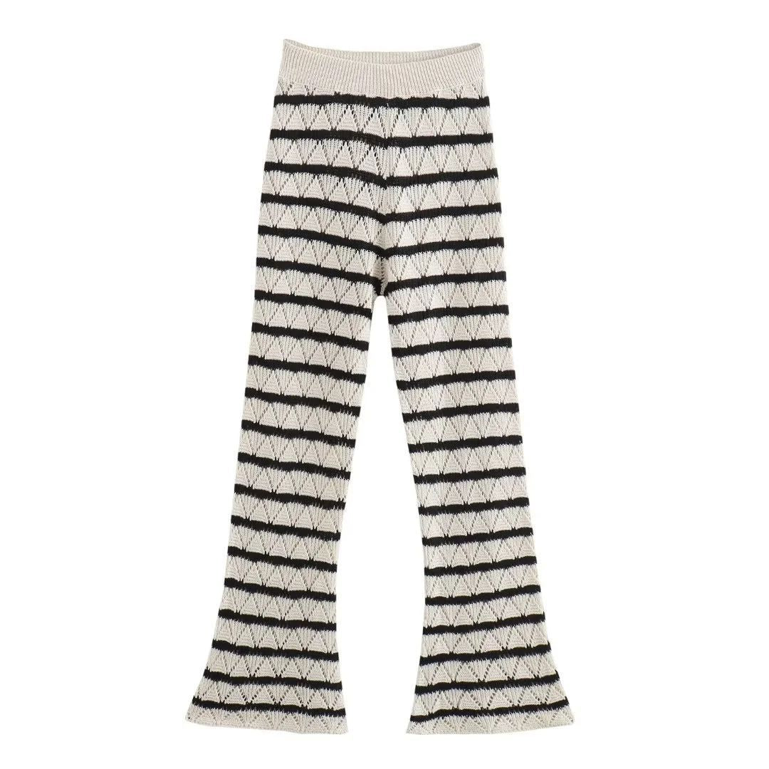 Damen Strick-Leggings mit breitem Bund und einzigartigem Muster Heidi-Mode