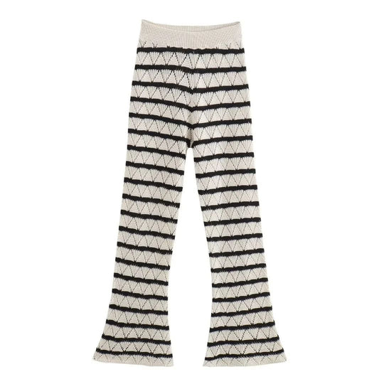 Damen Strick-Leggings mit breitem Bund und einzigartigem Muster Heidi-Mode