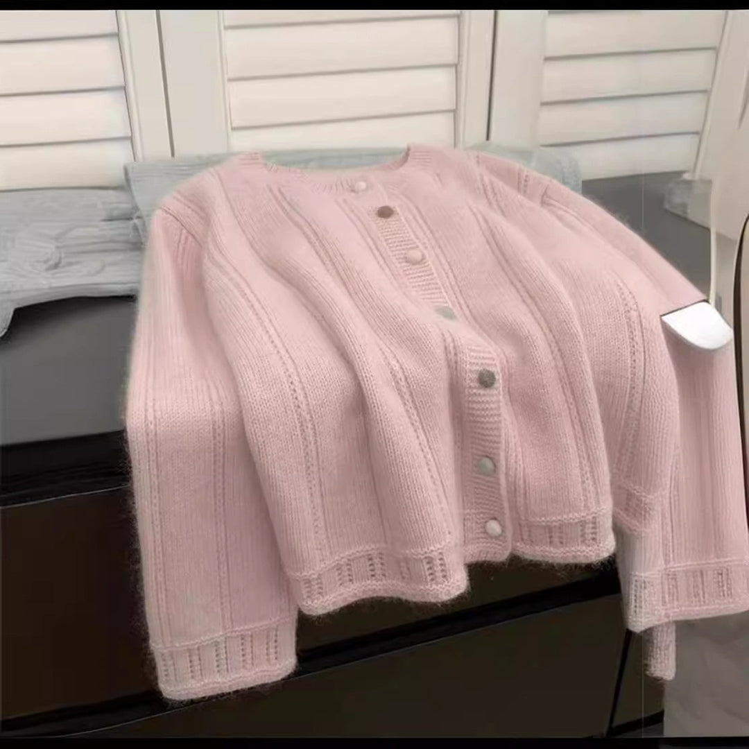 Damen Grobstrick-Cardigan mit geschmackvollem Knopfverschluss und weiten Ärmeln Heidi-Mode