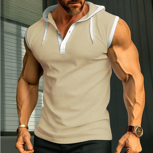 Herren ärmelloses Polo-Shirt mit stylishem Kapuzenkragen Heidi-Mode