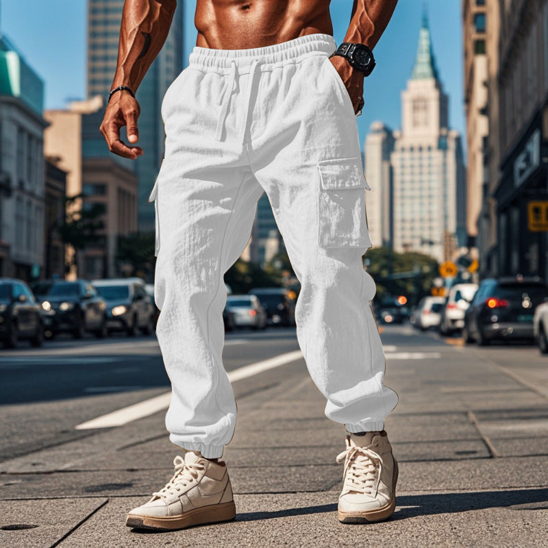 Herren Cargo-Jogginghose mit verstellbarem Kordelzug und mehreren Seitentaschen Heidi-Mode