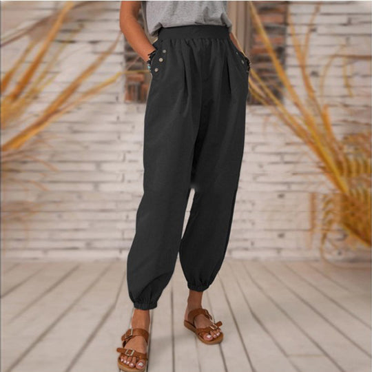 Damen Bequeme Hose mit seitlichen Taschen und Gummibund Heidi-Mode