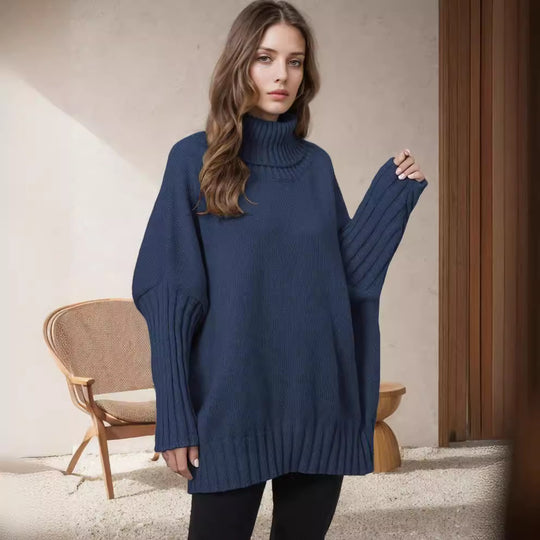 Damen Oversize Rollkragenpullover mit strukturiertem Strick Heidi-Mode